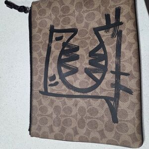 Coach Brown Pouch with Black Graphic